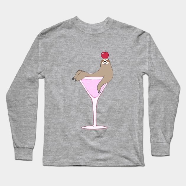 Sloth Cocktail Long Sleeve T-Shirt by bignosework